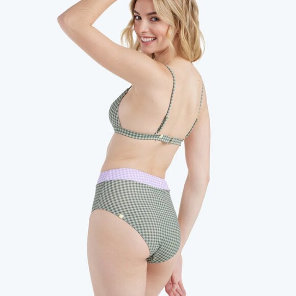 Summersalt Triangle Top and Lace-Up High Leg High Rise Bikini Bottom Gingham - Picture 2 of 10